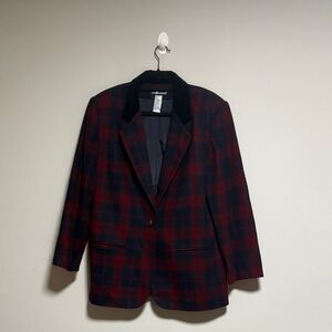 Sag Harbor Red and Black Plaid Blazer
